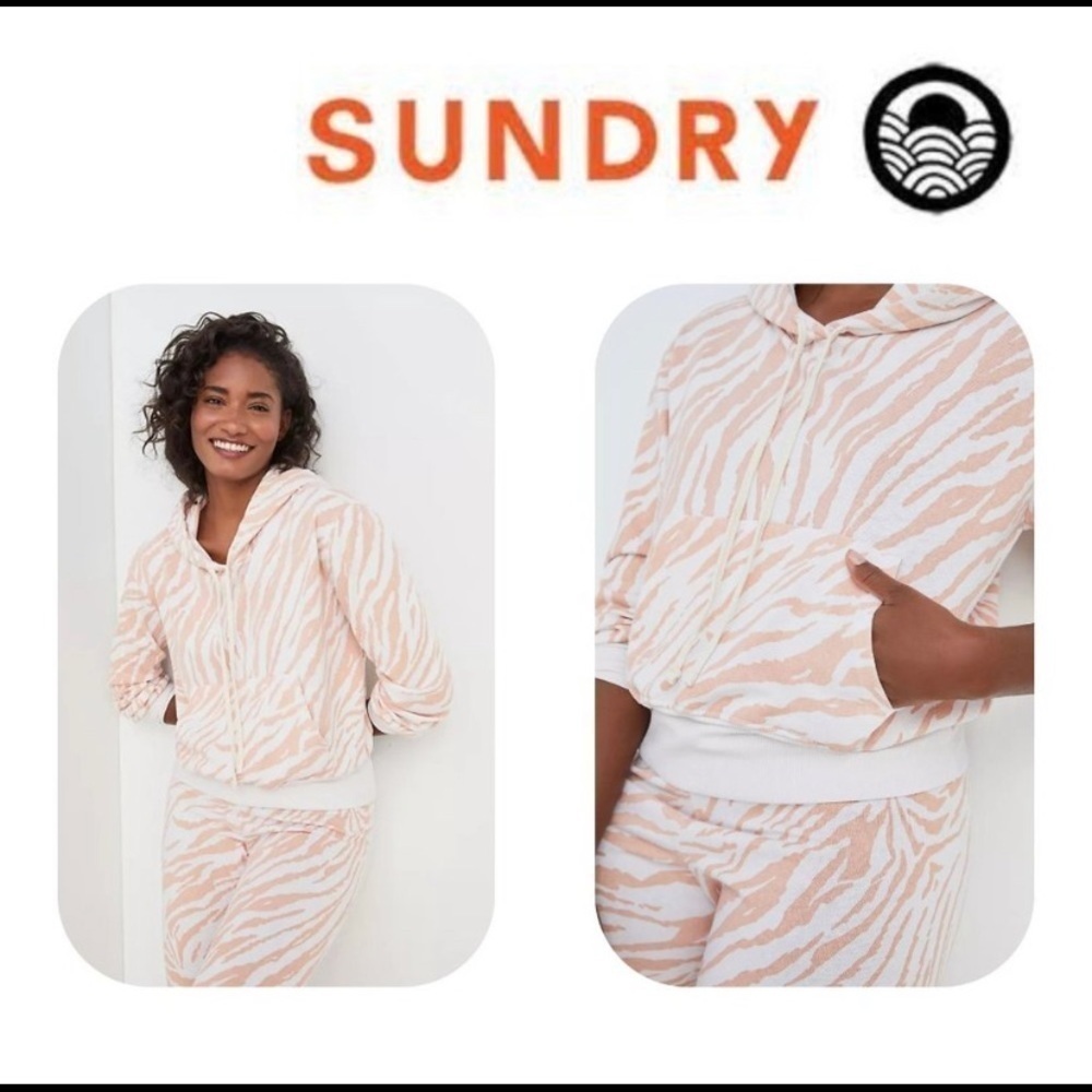 Sundry for Anthro Zebra Print Pullover Hoodie